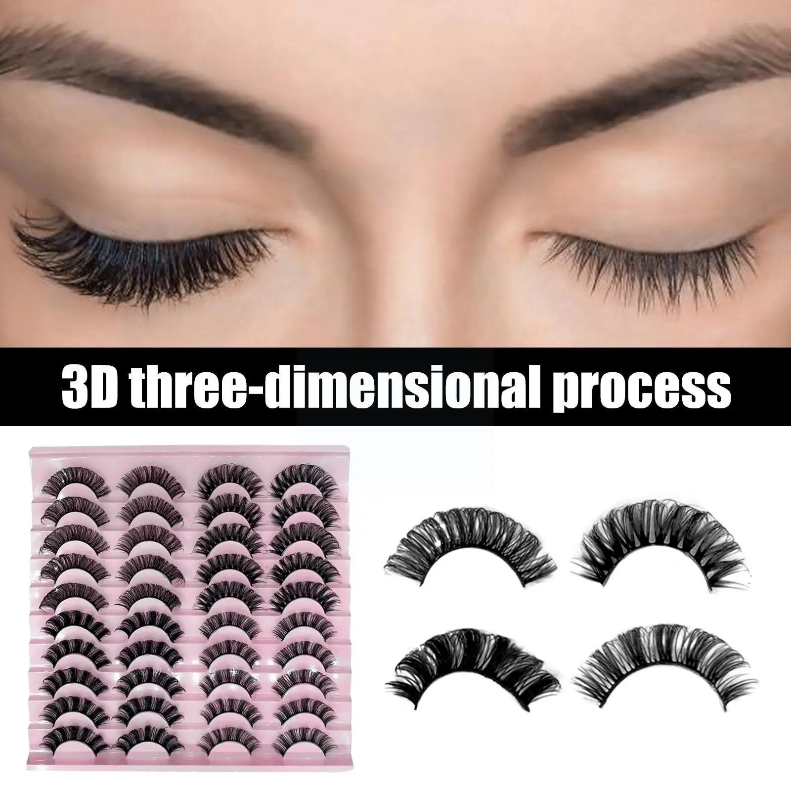 

Lashes 20 Pairs 3D Faux Mink Lashes Natural False Eyelashes False Lashes Lashes Three-dimensional Volume Curly Makeup Eyela F4U3