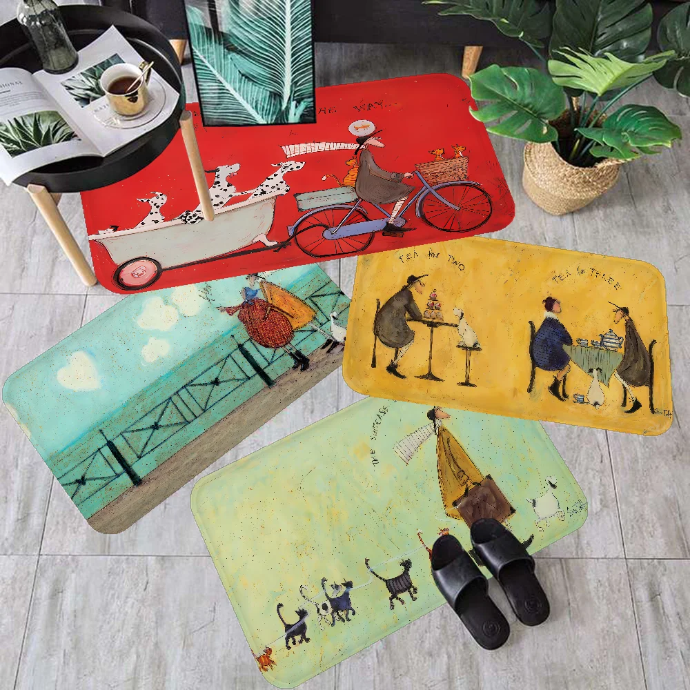 Sam Toft Art Abstract Landscape Love Dogs Pet Floor Mat Nordic Style Home Doormat Bathroom-Toilet Mats Bedroom Hotel Decor