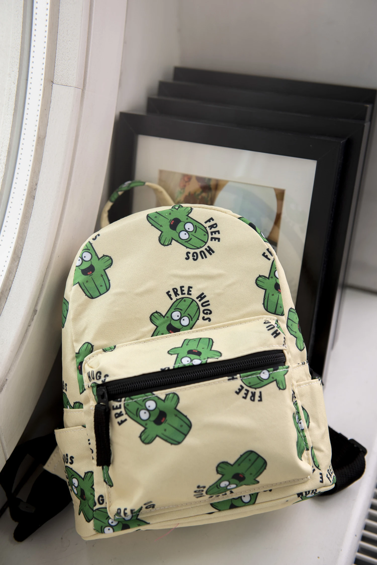 Mini cute printed cactus pattern backpack for women shopping outing tourism backpack for students school bag