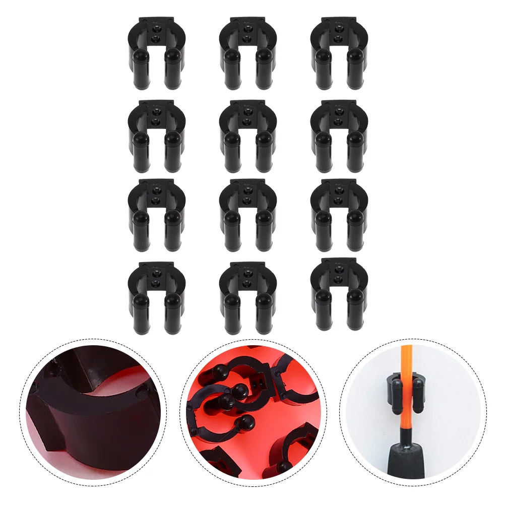 

12PCS Black Club Clips Fishing Rod Holders for Display Fixing Fishing