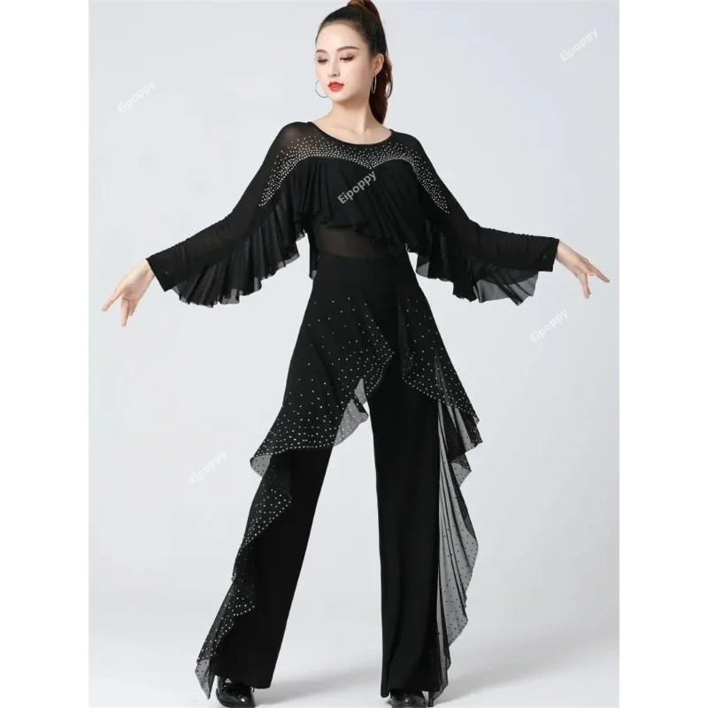 Костюм для латиноамериканской бальной комнаты с оборками женские топы одежда