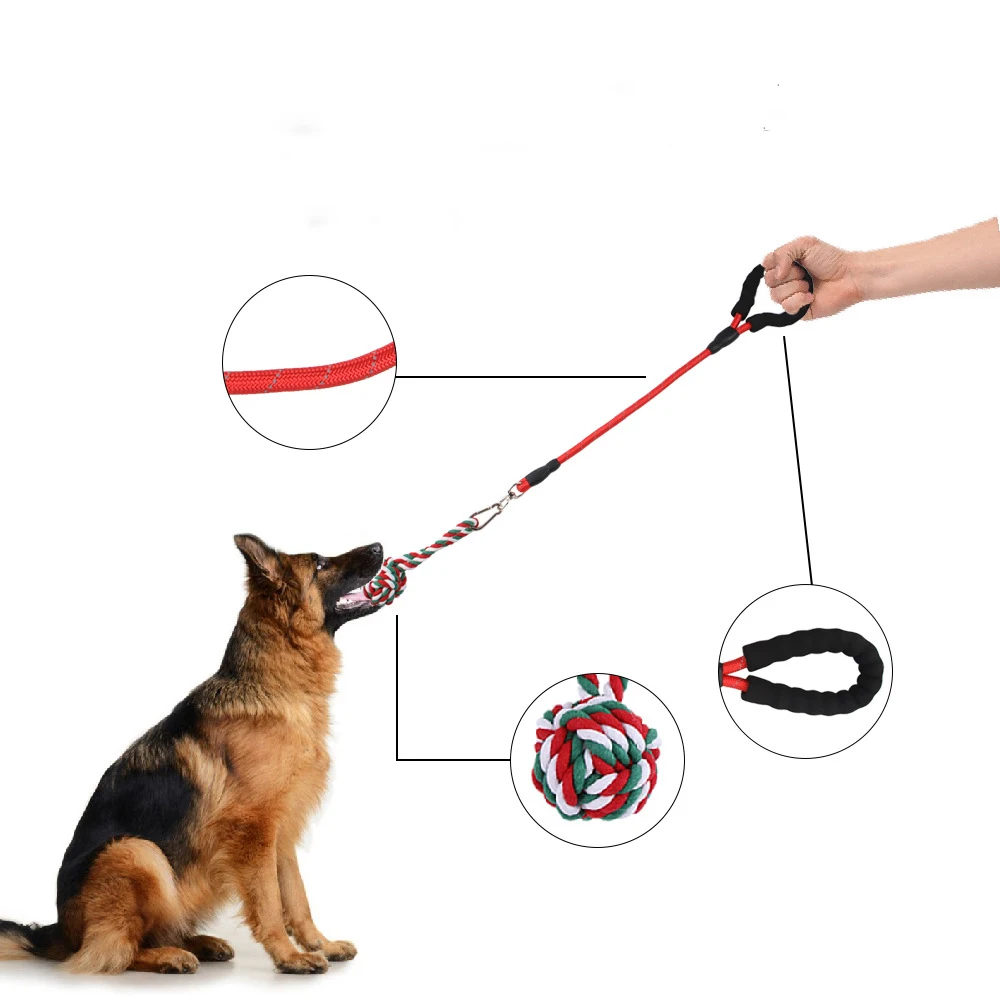 

Dog Bite Rope Interactive Toys Cotton Chew Rope Knot Rubber Leaking Balls for Pet Chewing Resistant Toys Tooth Cleaning