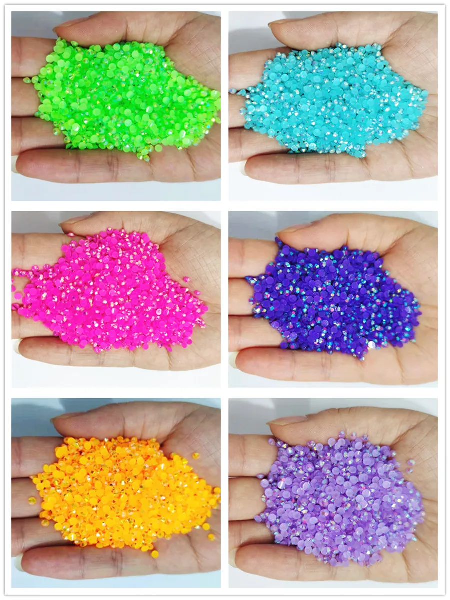 

Jelly Color 2mm,3mm,4mm,5mm,6mm Flatback Round Rhinestone Resin Strass Stones Stickers Nail Art Decoration Glue On Crystal