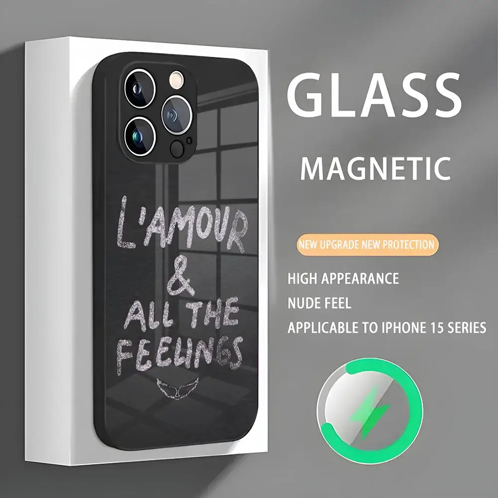 Чехол для телефона Zadigs V-Voltaires Iphone 16 Pro Max чехол 15 14 13 12 11 X XR XS XSMAX 8 Plus Mini стеклянный