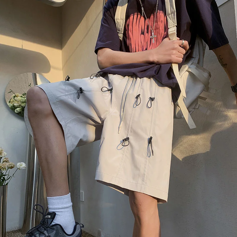 

Повседневные Шорты, уличный тренд, модные мужские подходящие ко всему однотонные прямые широкие брюки, тонкие летние Утягивающие шорты