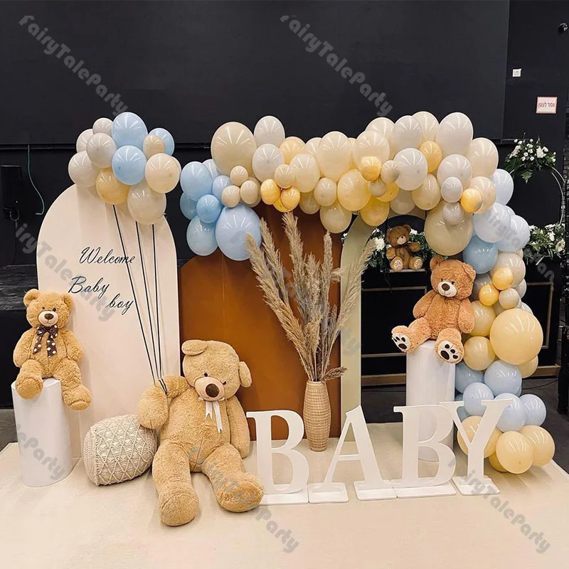 

100pcs Macaron Blue Balloons Cream Peach Natural Sand Color Garland Baby Shower Birthday Wedding Birthday Party Decorations Kit