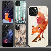 fox phone case tempered glass for iphone 13pro 13 12 11 pro max mini x xr xs max 8 7 6s plus se 2020 cover