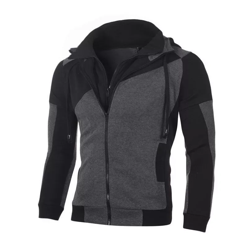 

Casual Solid Long Sleeve Mens Hoodies Sweatshirts Slim Zipper Sweatshirt Men Hooded Streetwear Hoodie Men autumn and winter