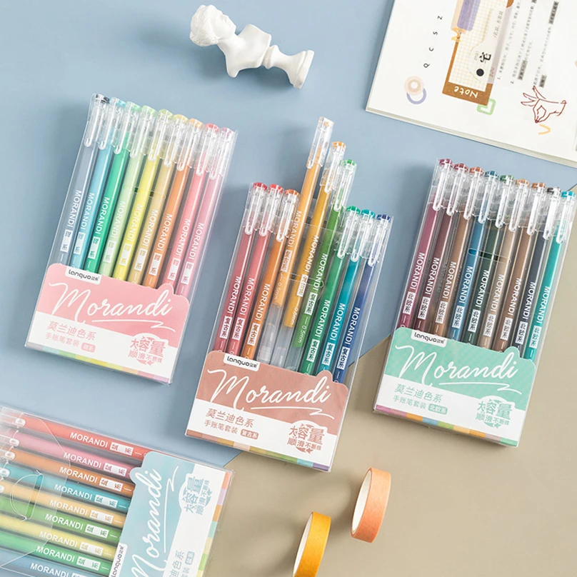 9Pcs/Set Colorful Gel Pens Stationery Canetas Gel Boxed Boligrafos De Gel 0.5mm Back To School School Supplies Stylo Cute Pens