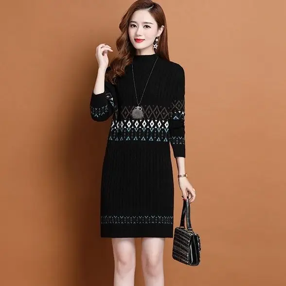 Осень/зима вязаный свитер для толстой мамы 300 фунтов теплый средний и длинный