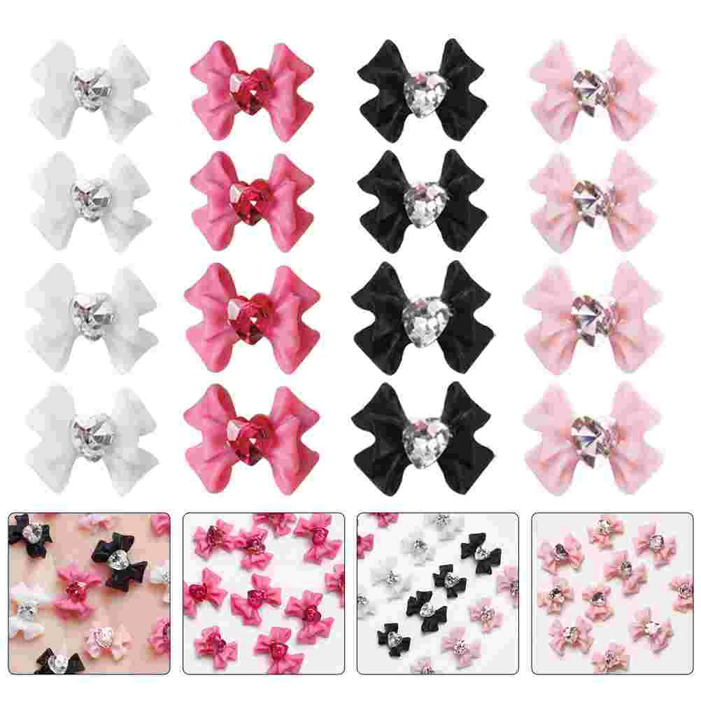 

40 Pcs Bow Nail Decoration Accessories Charms Tie DIY Ornaments 3d Glass Crystal Accessory Female Manicure