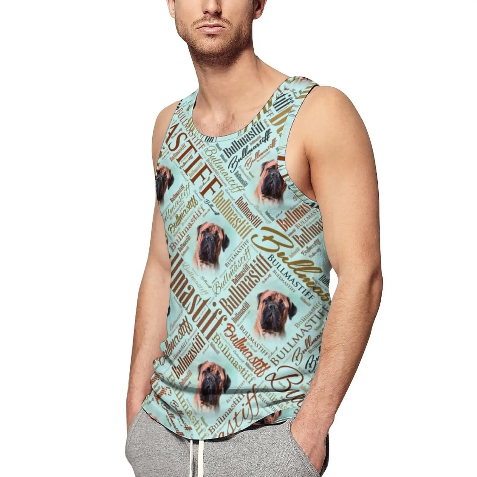 

Bullmastiff Word Art Tank Top Animal Letter Print Trendy Tops Summer Bodybuilding Man Pattern Sleeveless Vests Plus Size 4XL 5XL