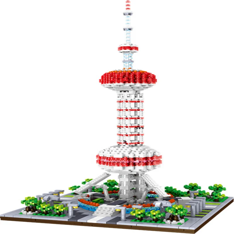 

DIY World Architecture Ancient Shanghai Oriental Pearl TV Tower Mini Diamond Building Blocks Bricks Educational Toys For Kids