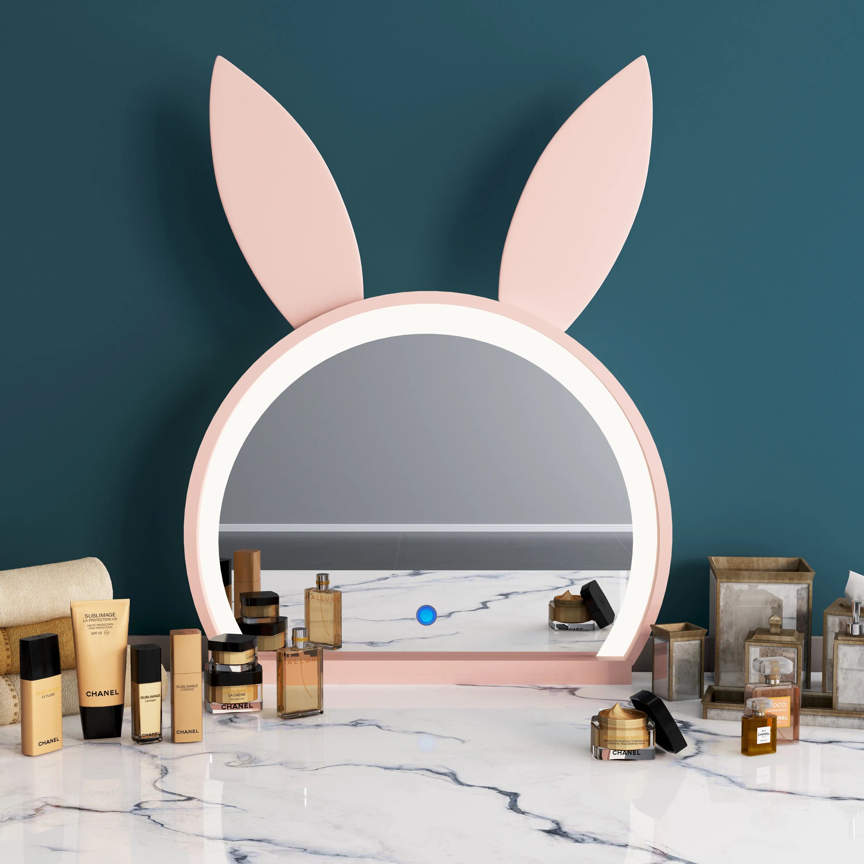 

Led Makeup Mirror Desktop with Light Dressing Fill Lights Desktop Charging Cute Large Beauty Mirrors Bedroom Home Decoration
