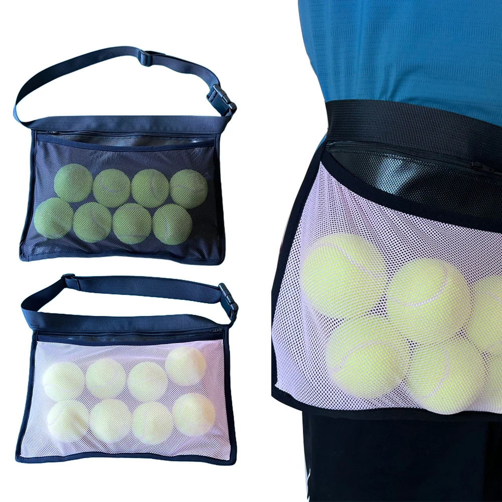 Tennis Ball Holder Adjustable Tennis Ball Waist Bag Sweatproof Oxford Cloth Mesh Ball Pouch Training Holding Bag Tennis Bag
