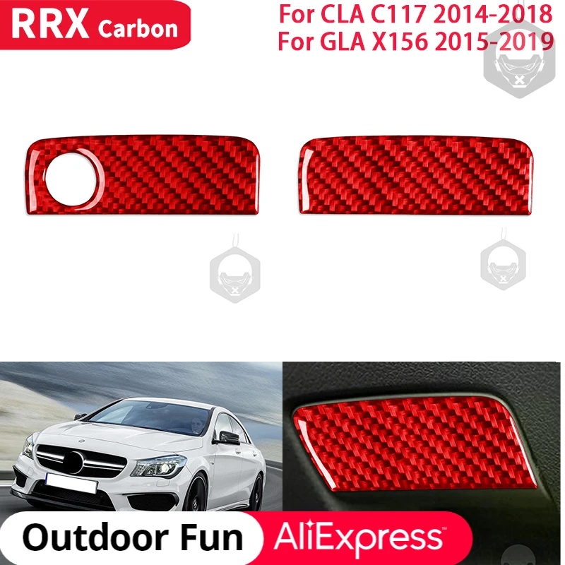 

RRX Real Carbon Fiber Car Copilot Glove Box Handle Decoration Frame Cover Sticker for Mercedes Benz CLA C117 GLA X156 2014-2019
