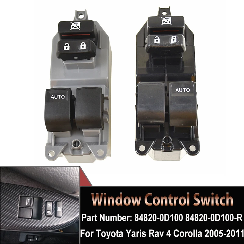 

84820-0D100 84820-02230 Power Master Window Lifter Control Switch Button Panel For Toyota Auris Hybrid 2007-2013 Yaris 2005-2011