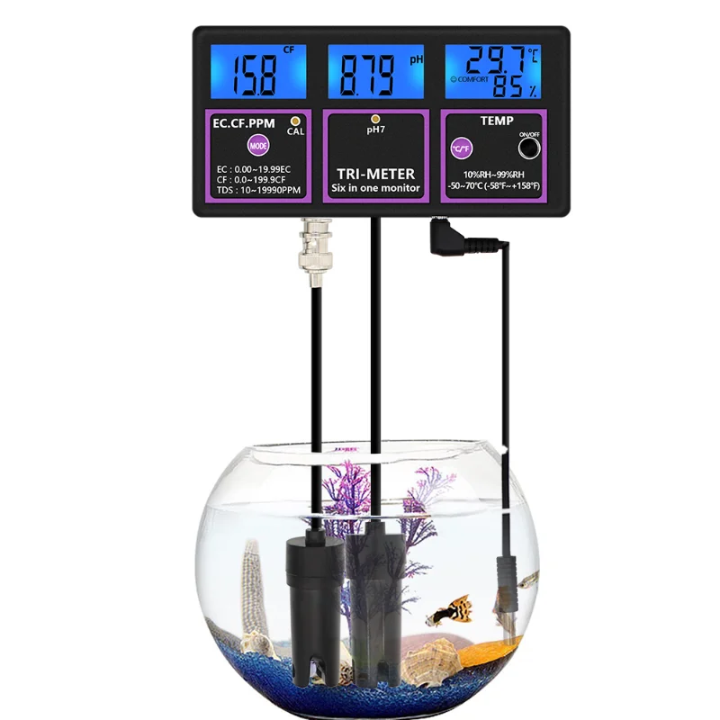 

pH-217 Digital Online Water Quality Test 6 in 1 PH RH EC CF TDS TEMP Meter with Backlight Function