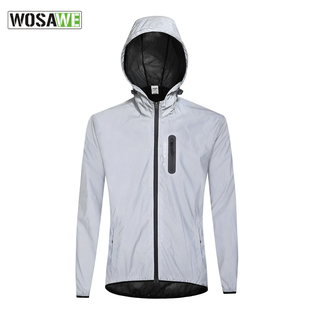 

Светоотражающая одежда WOSAWE, куртка с капюшоном, водонепроницаемая ветровка для мужчин и женщин, защитная куртка для велоспорта, походов, бега, хип-хопа