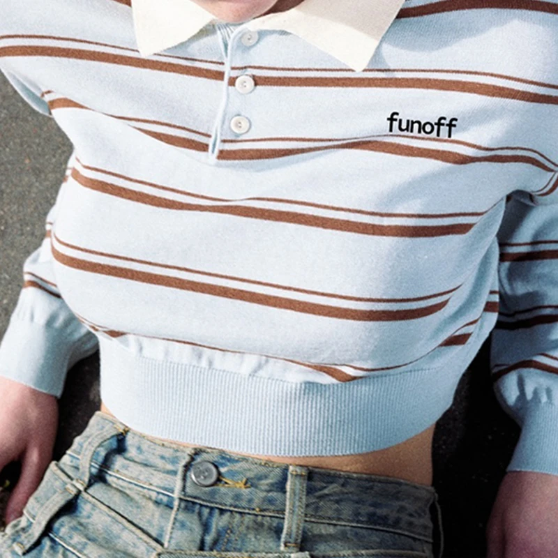 Darlingaga корейский модный полосатый осенний свитер женский укороченный пуловер