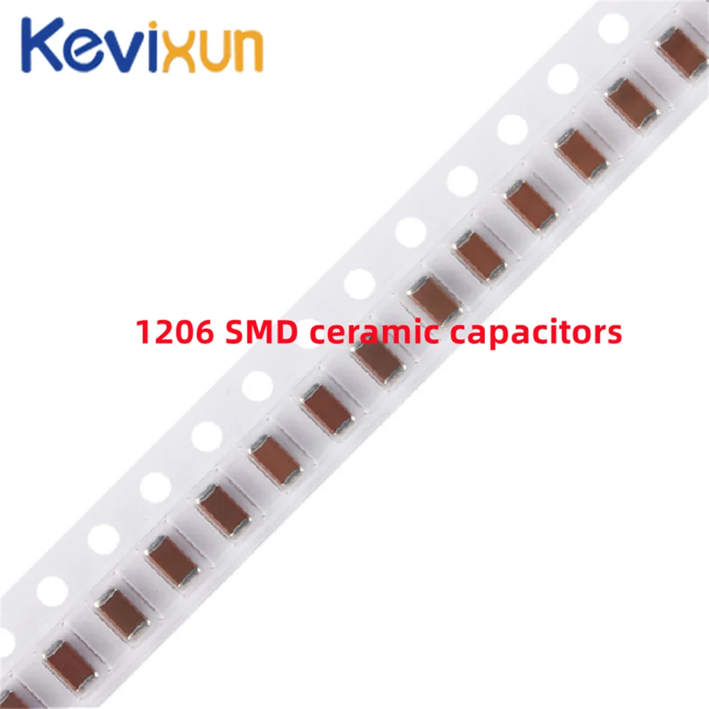 100pcs 1206 SMD Chip Multilayer Ceramic Capacitor 43pF 62pF 3.9nF 6.8nF 18nF 20nF 27nF 56nF 330nF 680nF 820nF 0.33uF 0.68uF