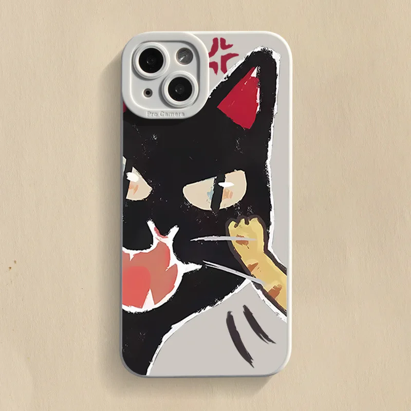Cute Cat Animal Cartoon Phone Case For iPhone 14 13 12 11 Pro Max X XR XS Shockproof Protective Cover Ins Fundas