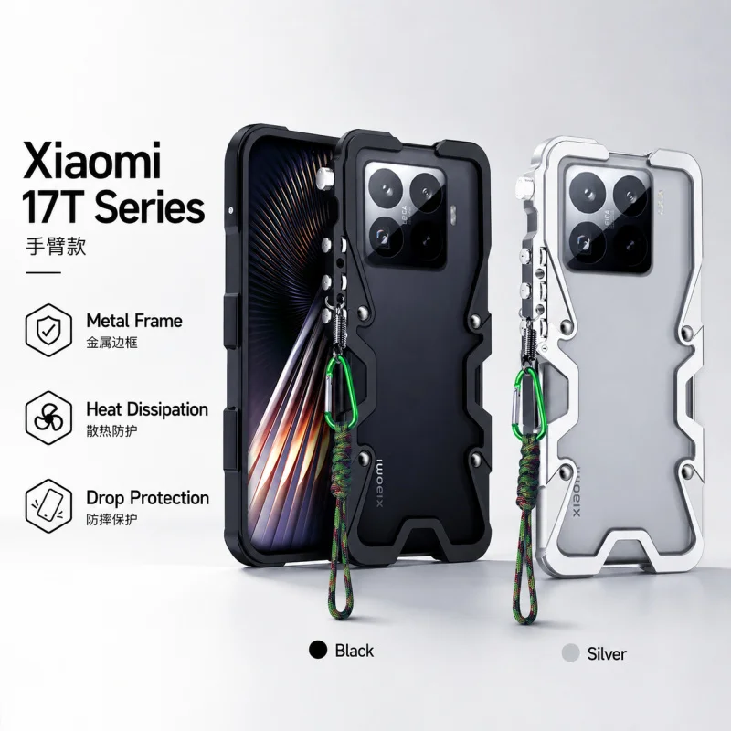Фото Чехол-бампер металлический с охлаждающей рамкой для Xiaomi 17T Pro/17T, противоударный, бронированный №1