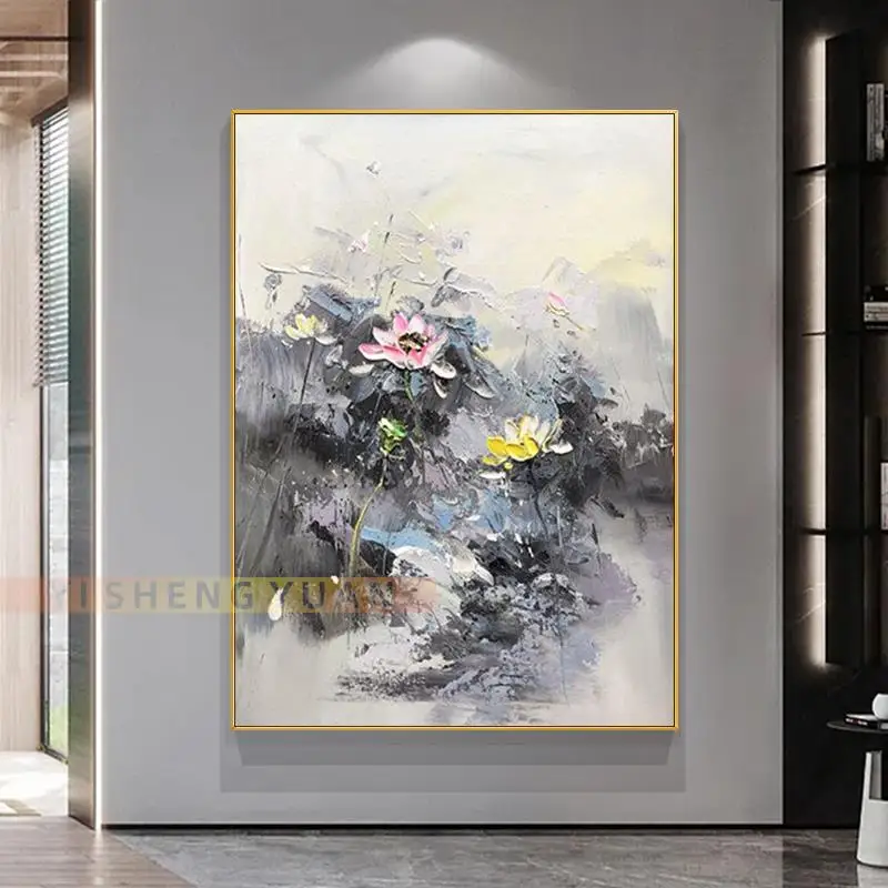 

Pure Hand-painted Black And White Abstract Flower Oil Painting Texture On Canvas Living Room Home Decor Wall Art Mural Frameless