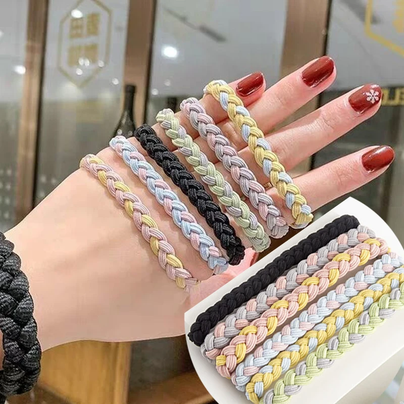 

Korean Trendy Girls Colour Braided Elastic Hair Rope Rubber Bands Women Hair Scrunchies Ponytail Hair Holder Hair Gum Hair Tie
