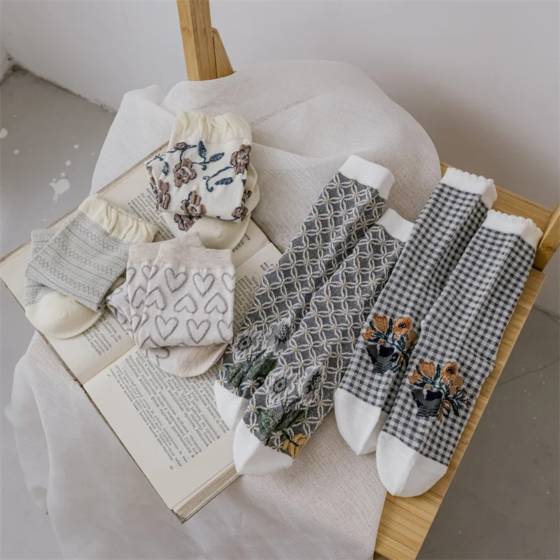 Милые кружевные носки с оборками для девушек в стиле Харадзюку ретро уличная