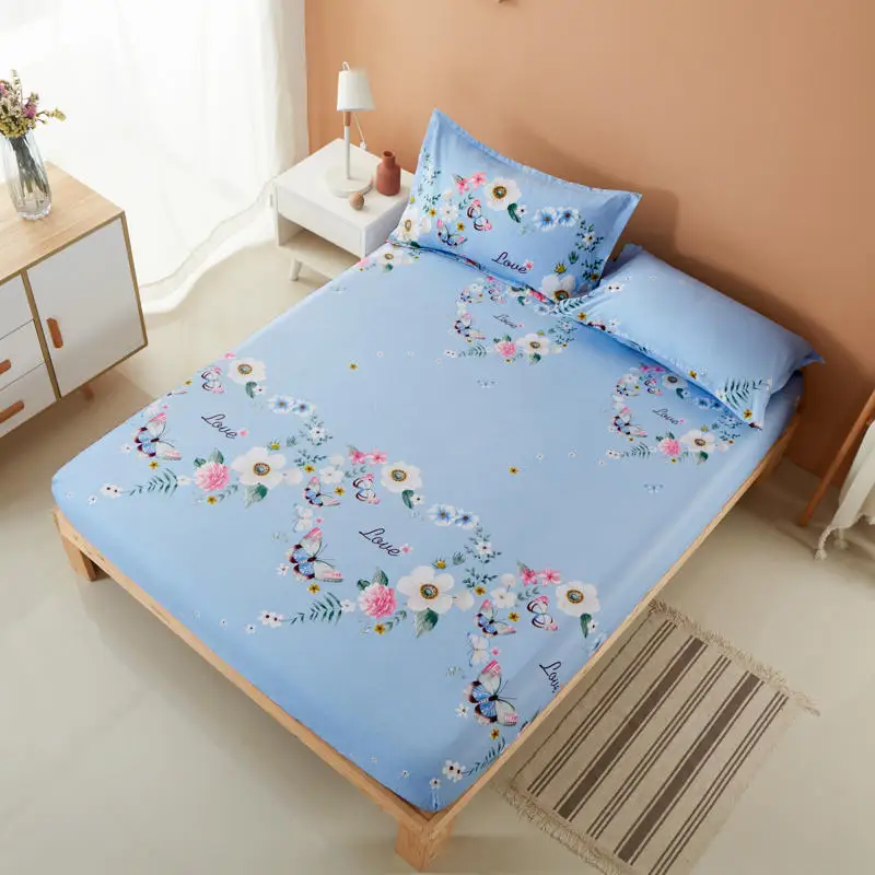 

1PC Polyester Single Bedsheet Bed Mattress Cover Print Sheet Four Corners With Elastic Suit Every Season Without Pillowcase