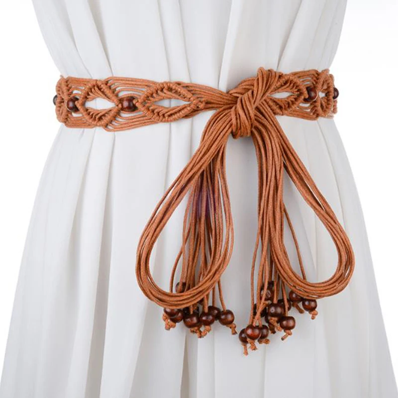 

New Ladies Belts Fashion National Style Hollow Tassel Tie Strap Waist Chain Women's Waistband Dress Accessories