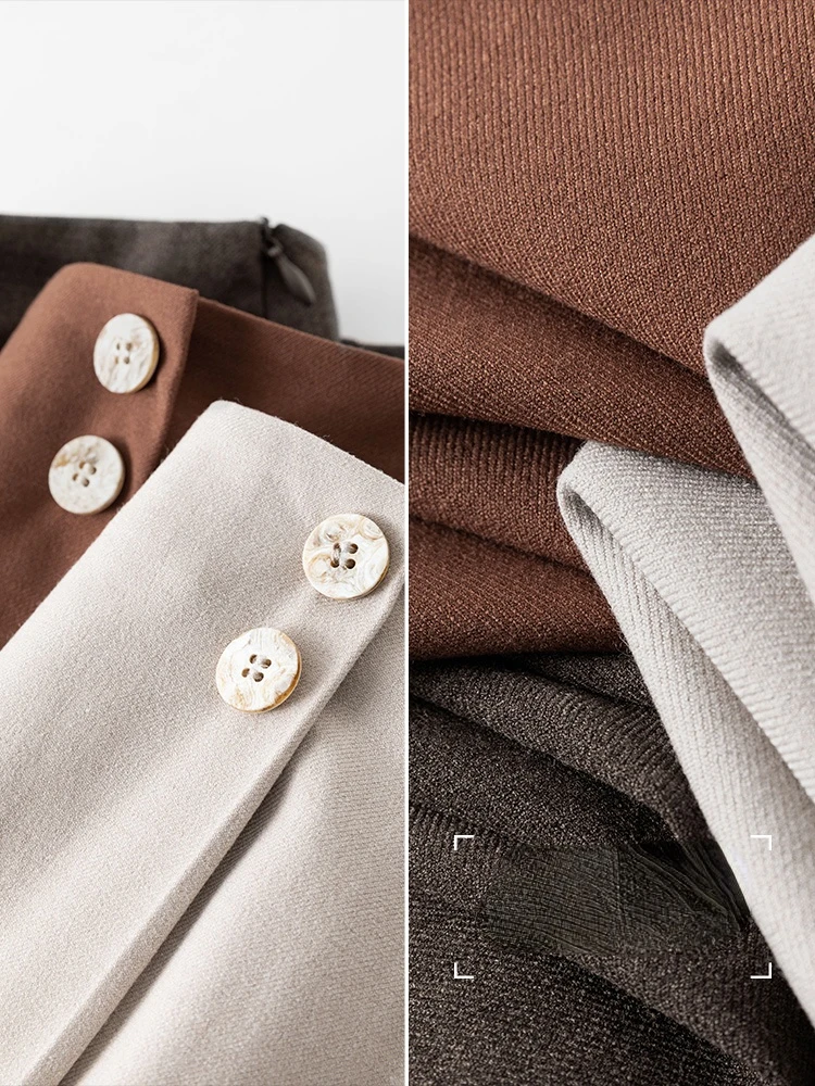 Женская шерстяная утепленная юбка FSLE с асимметричным разрезом