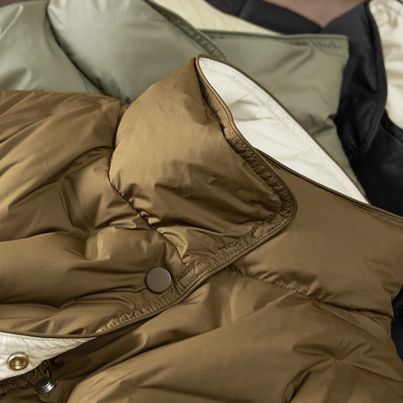 Thin 90% White Goose Down  Casual  Autumn/Winter  Winter Jacket Women Coats for Winter for Women Covered Button  Abrigos