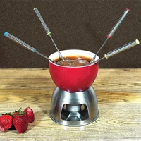 6pcs set stainless steel chocolate fork cheese pot hot forks fruit dessert fork fondue fusion skewer kitchen tools