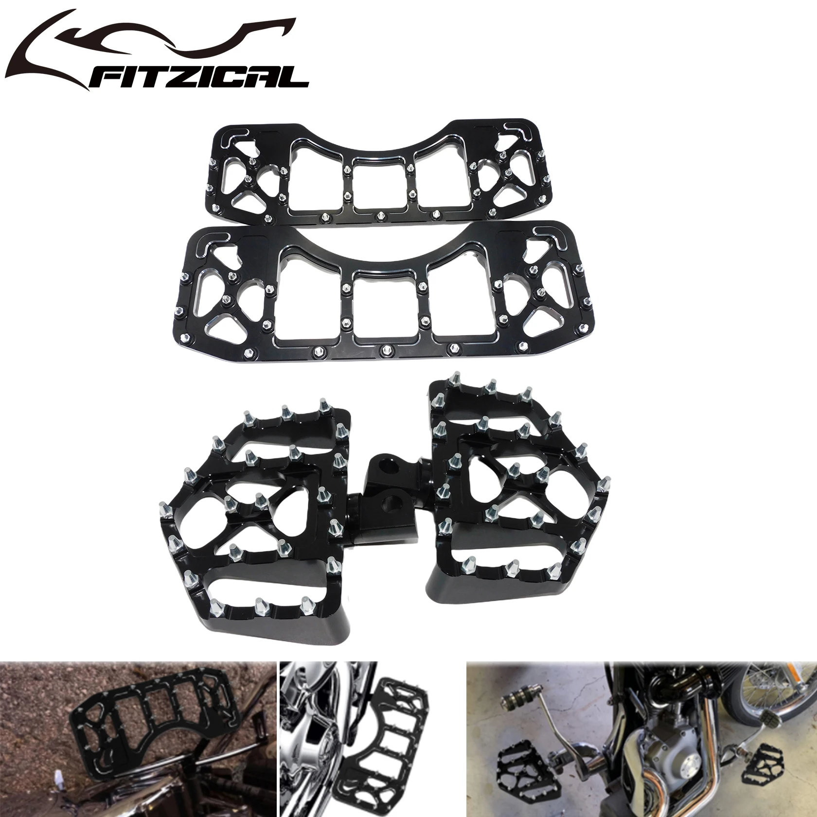 

Motorcycle Driver Floorboards Footrest Pedals Front Wide Foot Pegs For Harley Sportster XL883 Touring Street Glide Dyna Softail