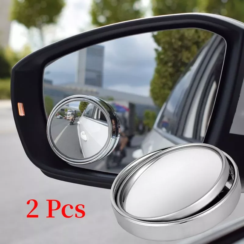 

2pcs Car Round Frame Convex Blind Spot Mirror Wide-angle 360 Degree Adjustable Clear Rearview Auxiliary Mirror Driving Safety