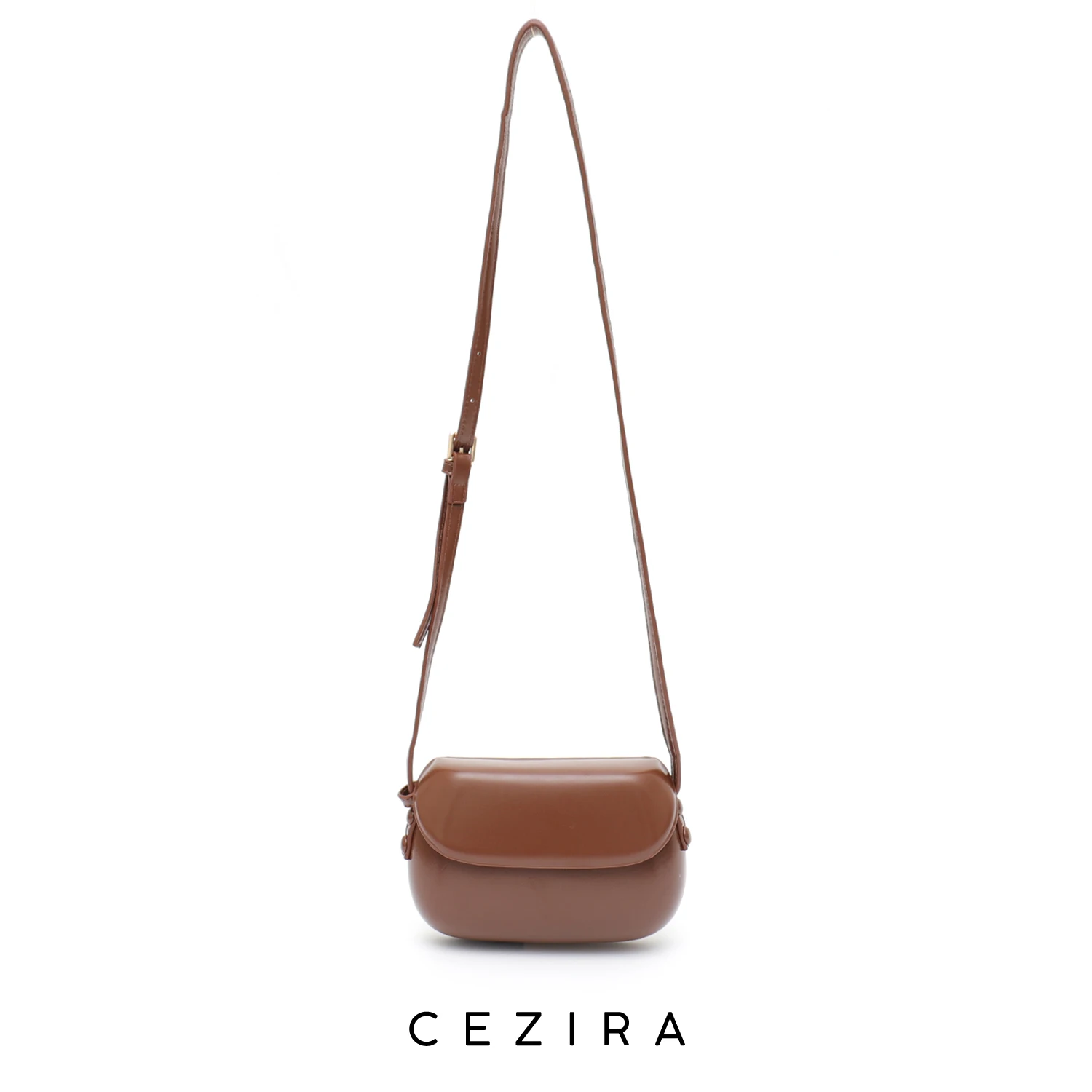 

CEZIRA Minimalist Style PU Vegan Leather Pouch Women Simple Casual Flap Crossbody Shoulder Sling Bags MIni Handbags Purses Retro