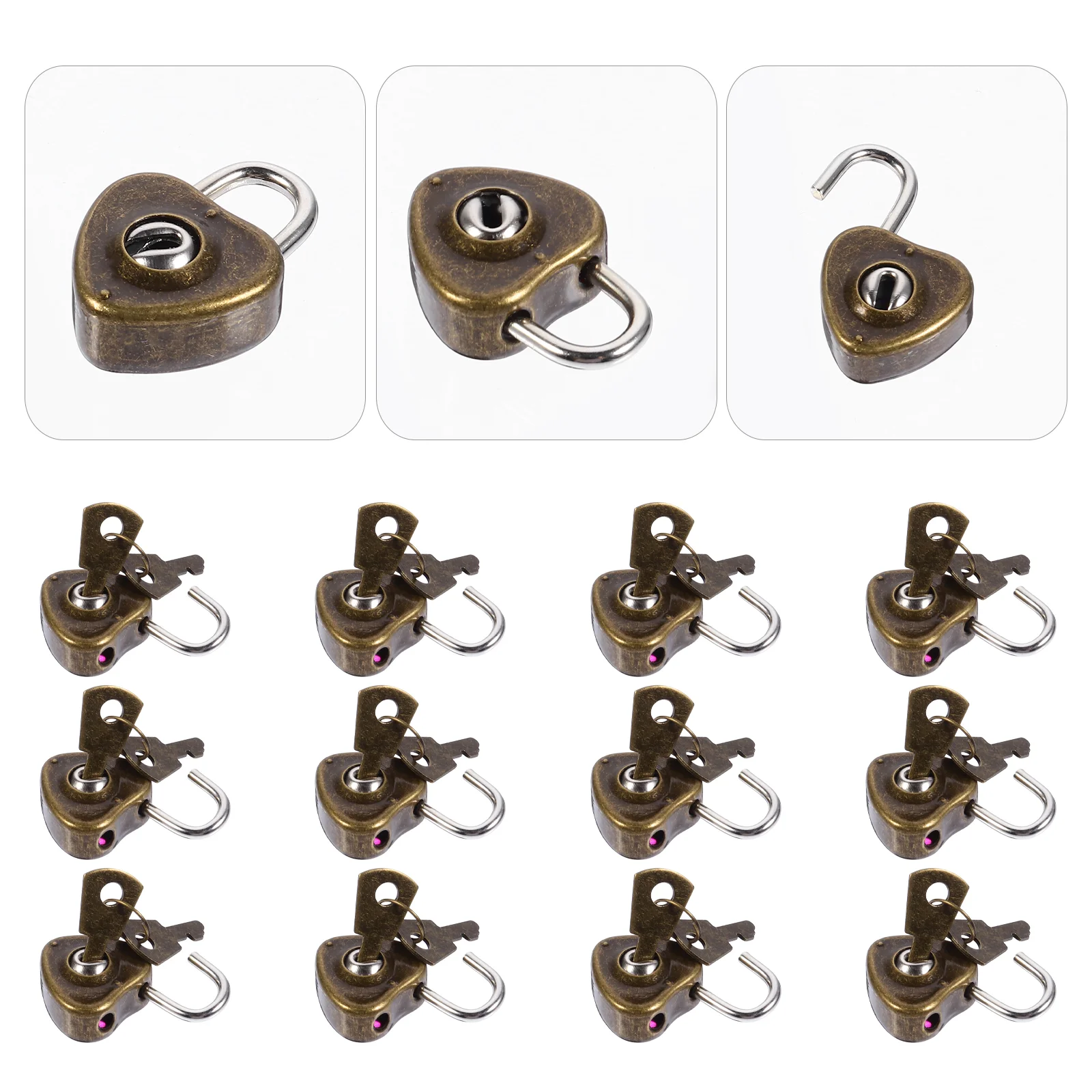 

12 Pcs Lock Drawer Versatile Padlock Vintage Box Heart Suitcase Iron Multi-functional Travel Keys