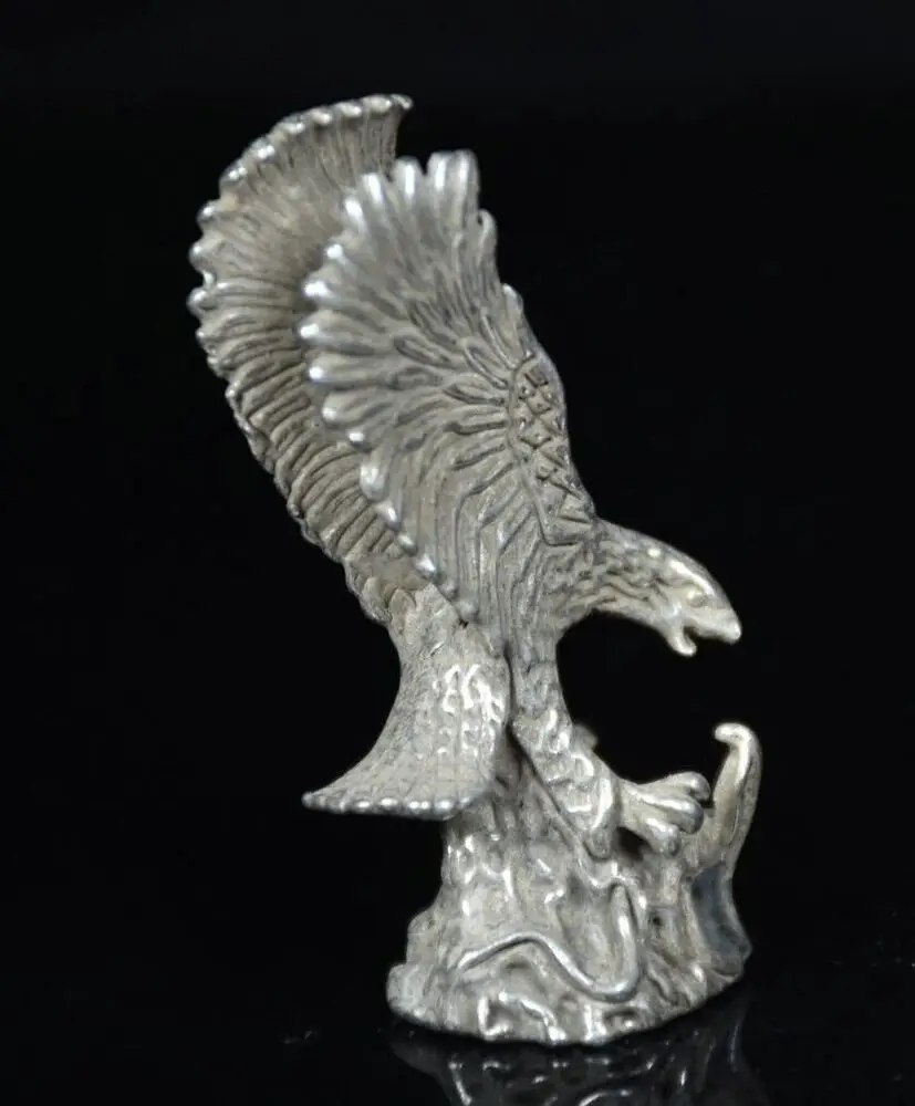 5 2 см Старые китайские Miao серебряные фэн-шуй ястреб разнообразные крылья