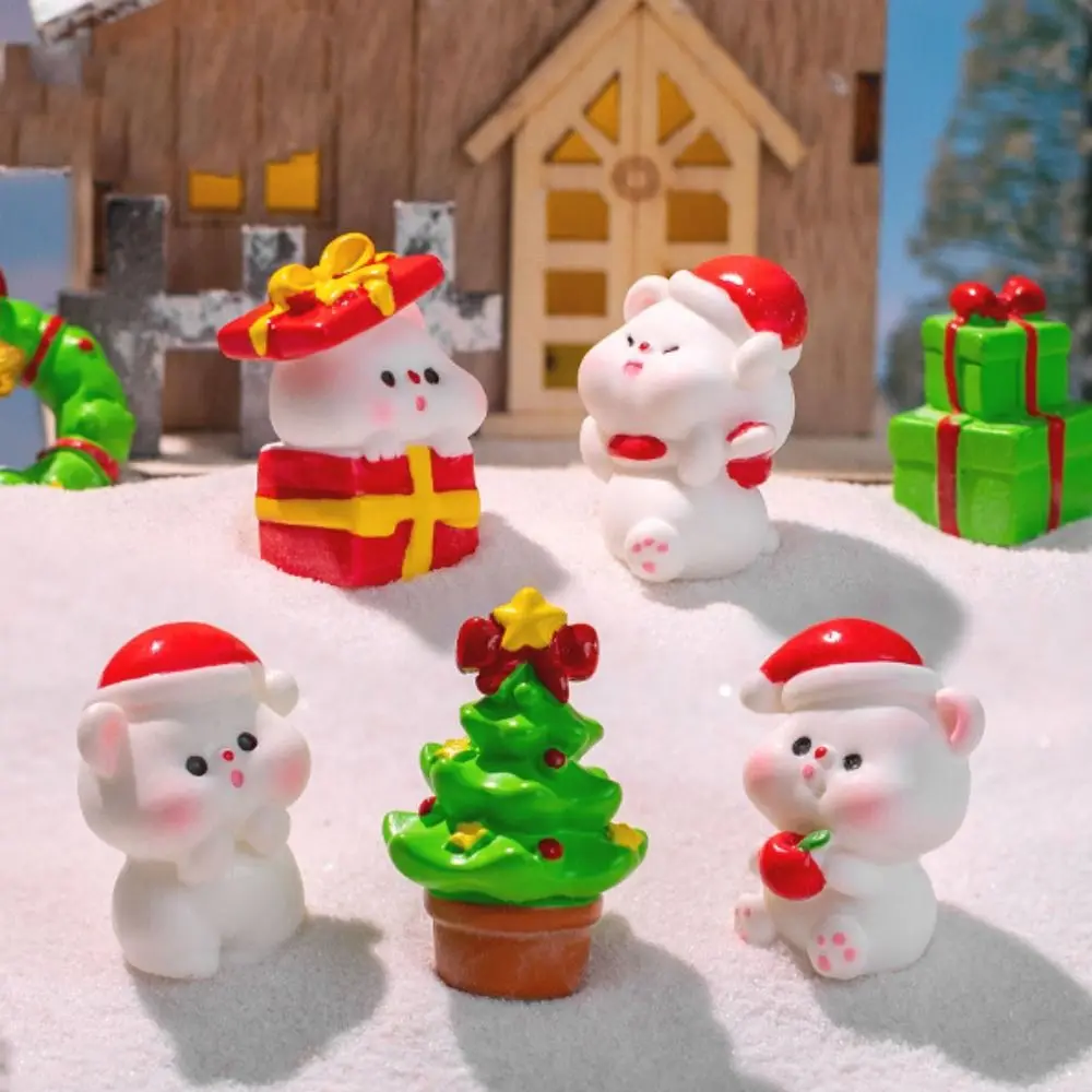 Мини-Рождественские фигурки медведя из смолы микропейзаж миниатюрный снеговик