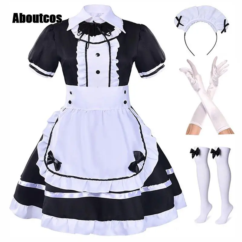 

S-5XL костюм горничной Aboutcos, женский, для косплея, вечеривечерние, сценических представлений, перчаток