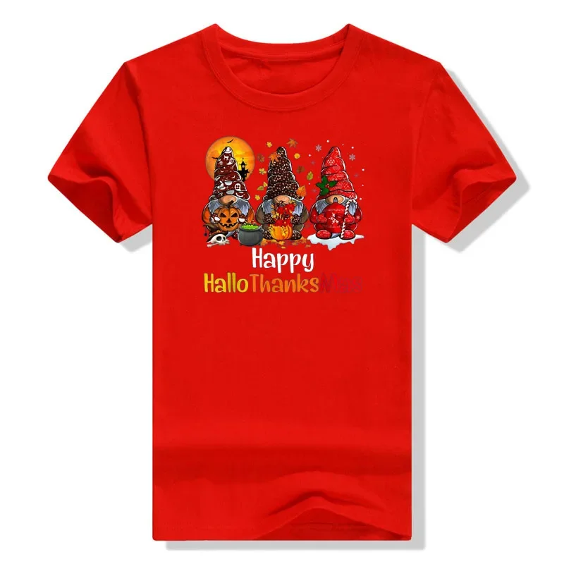 Happy Hallothanksmas Gnomes Halloween Thanksgiving Christmas T-Shirt Aesthetic Clothes Holiday Fashion Cute Graphic Tee Top Gift