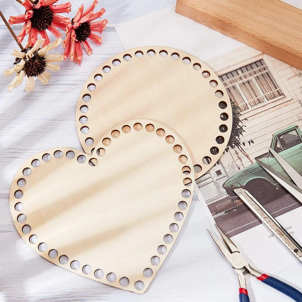 

Wooden Basket Bottom Heart Shape Basket Base Weaving Supplies For Bag Basket Knitting DIY Tools Wood Craft Making 2022 New