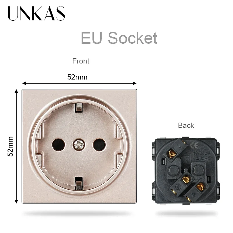

UNKAS Золотой настенный выключатель с розеткой Type-C и USB