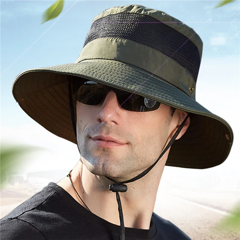 

Панама мужская с защитой от УФ-лучей, шляпа от солнца, для активного отдыха, рыбалки, скалолазания, походов, дышащая шапка на шнурке, лето