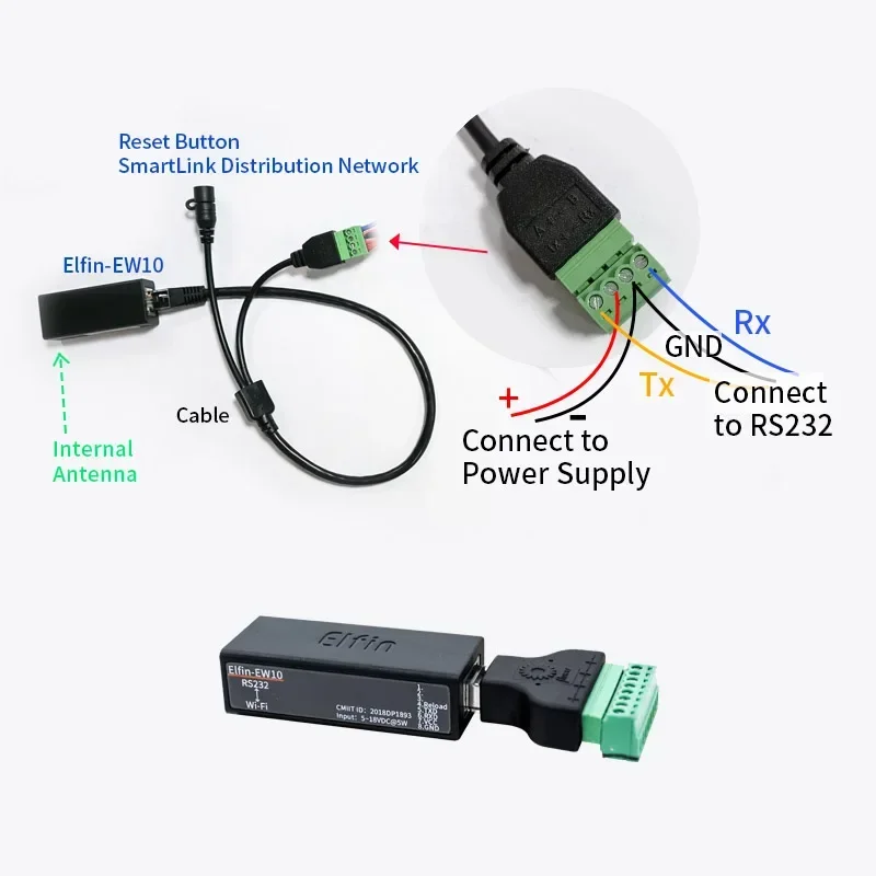 Самые маленькие беспроводные сетевые устройства Elfin-EW10 Modbus TPC Функция IP RJ45 RS232 для