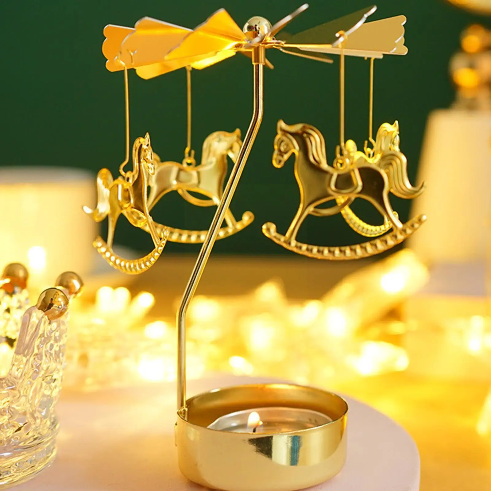 Dinner Candle Carrousel Wedding Decor Bar Spinning Lig P4s7