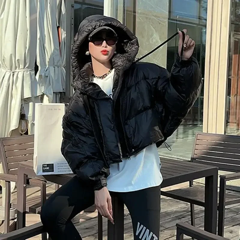 Зимние короткие парки с капюшоном Женское пальто большого размера утепленная