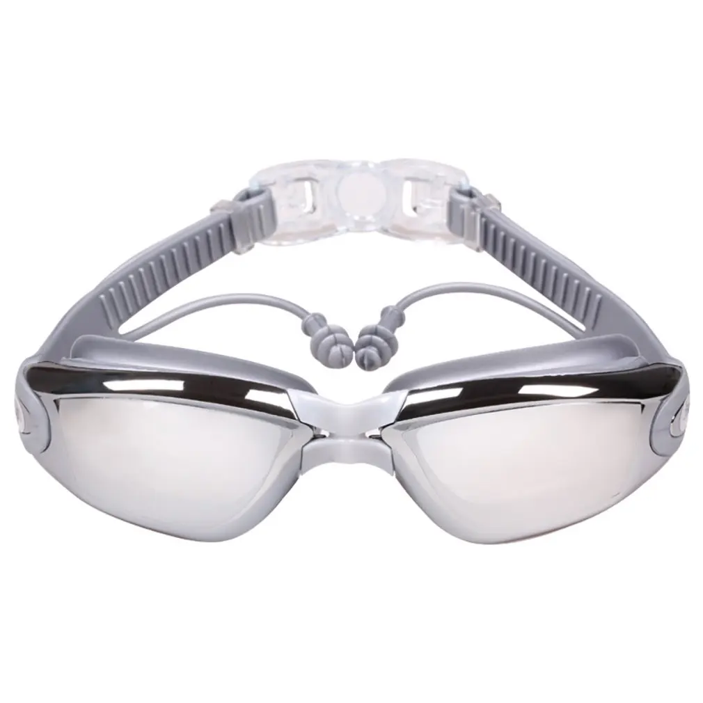 

Adult Professional Swimming Goggles Men Women Anti-Fog Anti-UV PC Swim Eyewear Electroplate Mirrored Goggles Earplugs